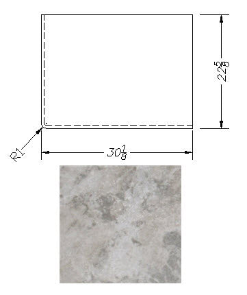 Countertop - Loft Wall Top - 364HP - 22 5/8" x 30 1/8" - C2 - SE - w/Buildup - Constantia Mineral
